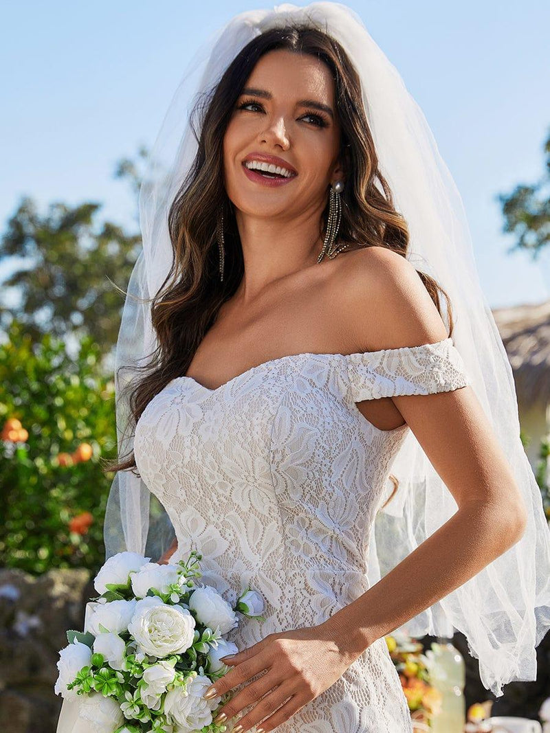 MEROKEETY Off Shoulder Floral Bodycon Cocktail Wedding Dress