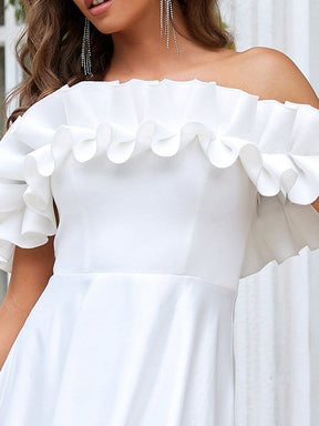 Color=Cream | Double Ruffle Sleeveless A-Line Floor-Length Wedding Dress-Cream 3