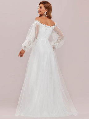 Sheer Lantern Sleeve Off the Shoulder Wedding Dress