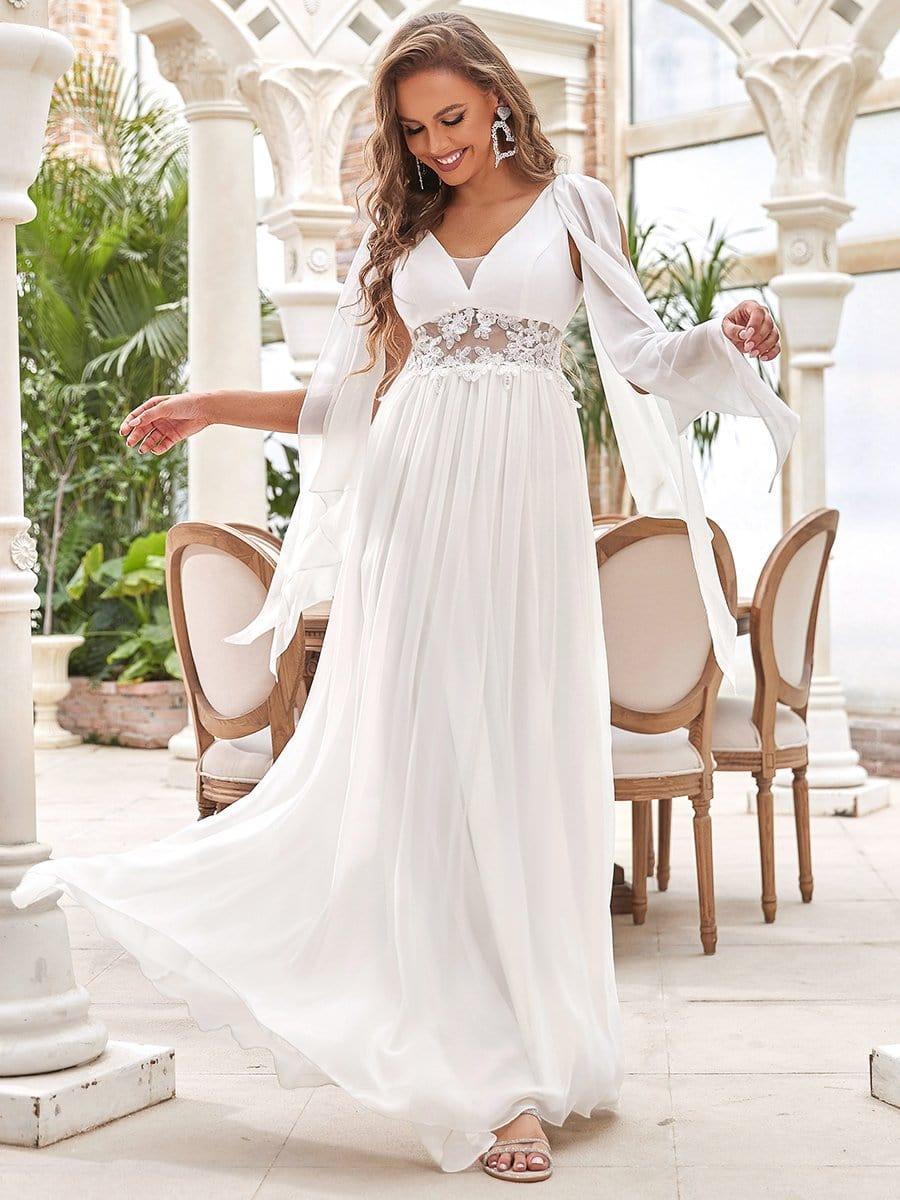 Illusion Lace V-Neck Cape Sleeves A-Line Wedding Dress