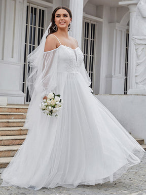 Boho Chic Cold Shoulder Lantern Sleeve Wedding Dress