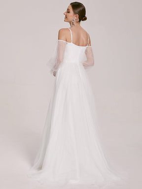 Boho Chic Cold Shoulder Lantern Sleeve Wedding Dress