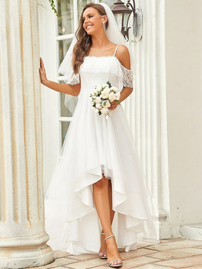 Custom Size Spaghetti Strap Lace High-Low Wedding Dress