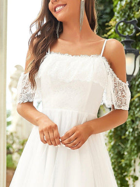 Custom Size Spaghetti Strap Lace High-Low Wedding Dress