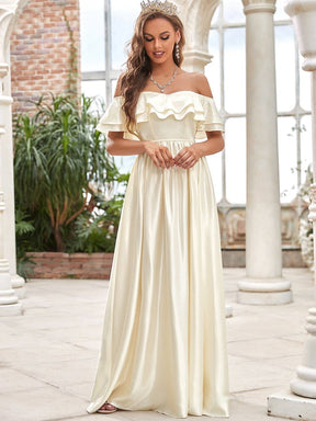 Color=Ivory Yellow | Double Ruffle Strapless A-Line Wedding Dress-Ivory Yellow 1