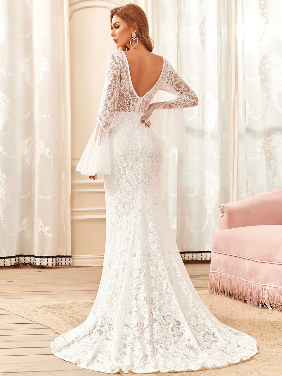 Custom Size Sweetheart Long Sleeve Lace Mermaid Wedding Dress