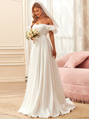 Belted Off-Shoulder Sweetheart Ball Gown Wedding Dress