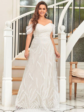 Custom Size Embroidered Spaghetti Strap Sweetheart Wedding Dress