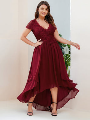 Plus Size High Low Short Sleeve Vintage Lace Mother of the Bride Dress