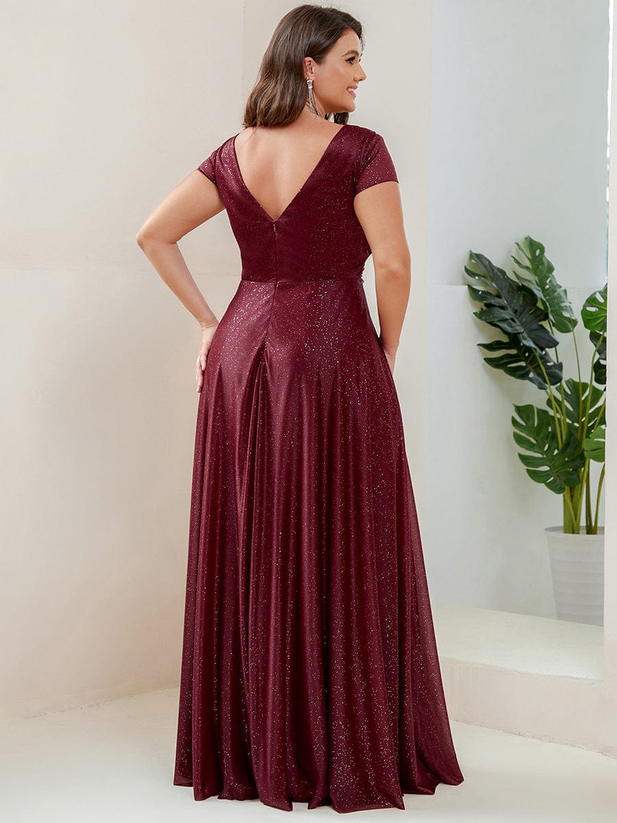 Plus Size Pleated Cap Sleeve Sweetheart Mother of the Bride Dress