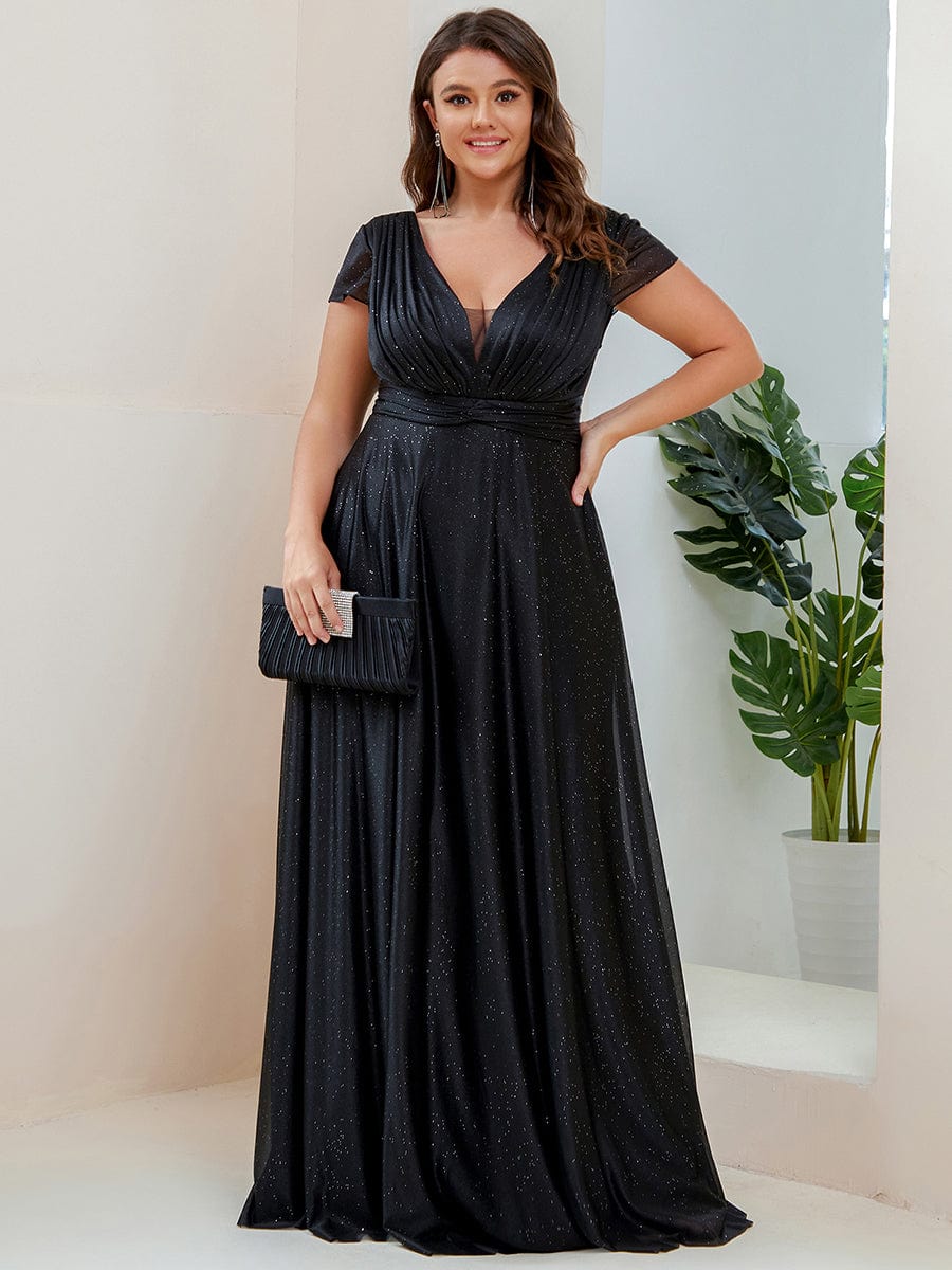 Plus Size Pleated Cap Sleeve Sweetheart Mother of the Bride Dress