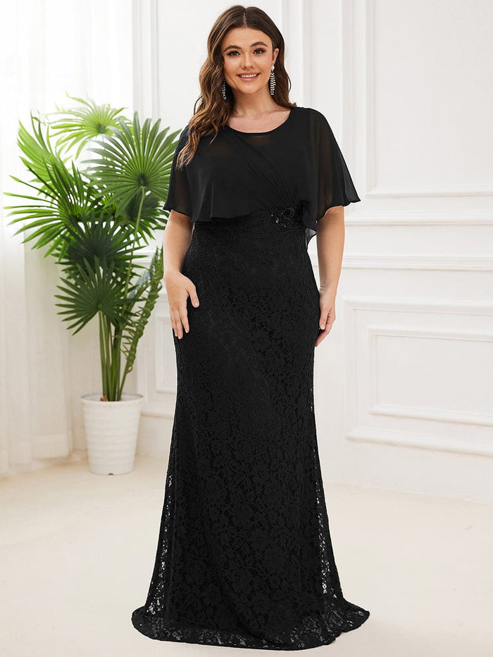 Plus Size Chiffon Coverup Lace Sequin Fishtail Mother of the Bride ...
