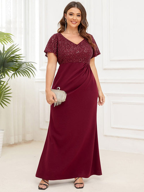 Plus Size Sequin Top Floor-Length Mother of the Bride Dress - Ever ...