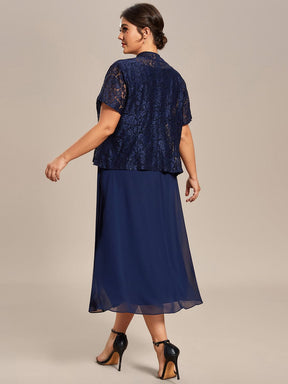Custom Size Square Neckline Eelegant Chiffon Mother of the Bride Dress with Lace Cardigan