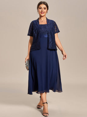 Custom Size Square Neckline Eelegant Chiffon Mother of the Bride Dress with Lace Cardigan