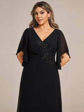 Half Sleeves Top Applique Decoration Chiffon Mother of the Bride Dress