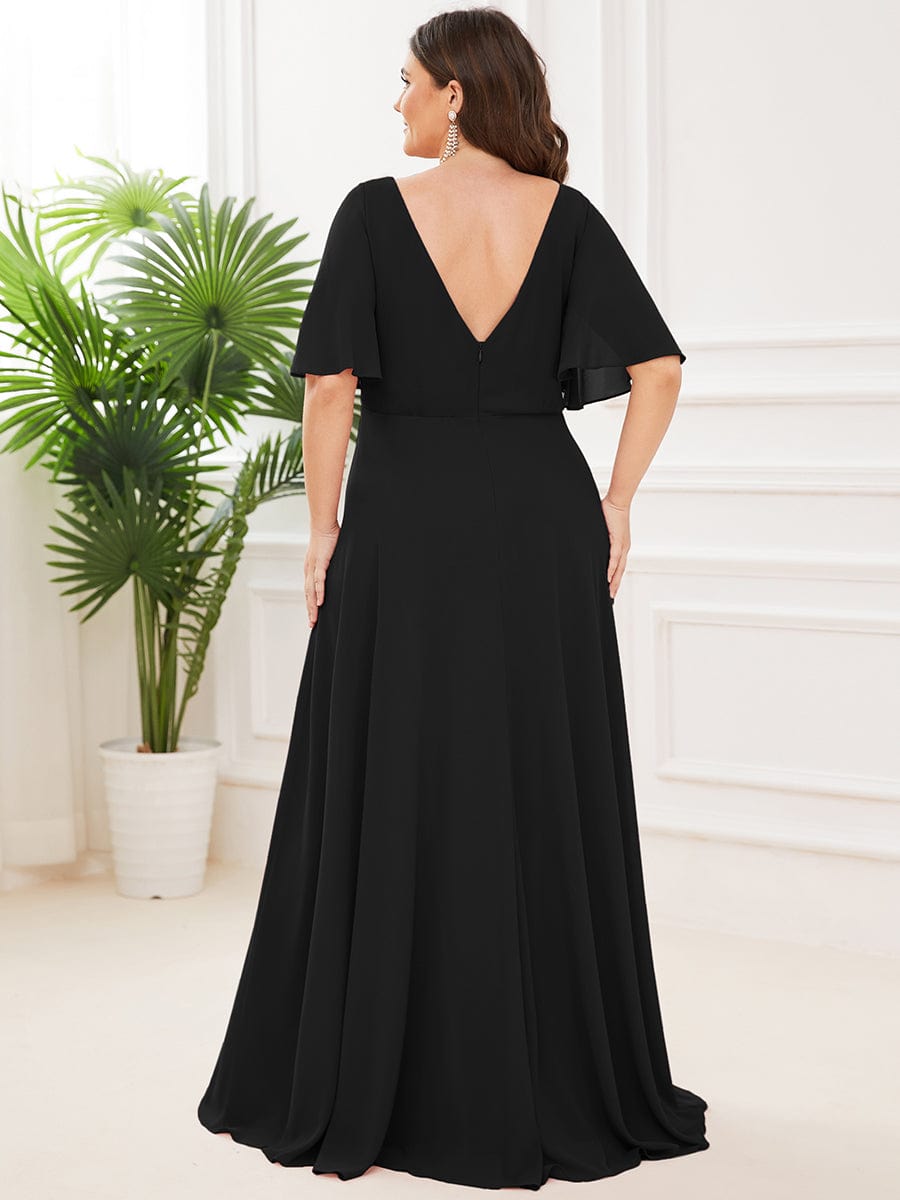 Custom Size Chiffon Empire Waist Mother of the Bride Dress #color_Black