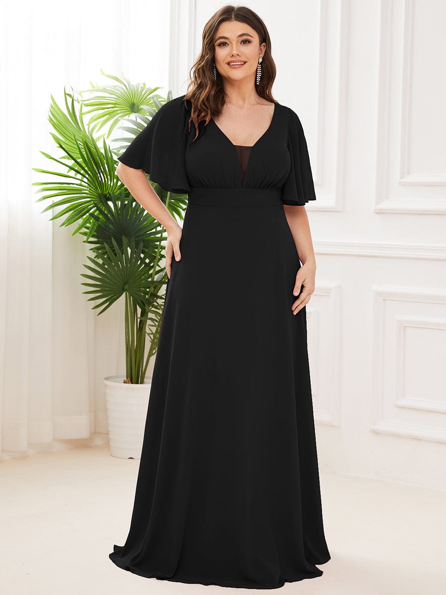 Custom Size Chiffon Empire Waist Mother of the Bride Dress #color_Black