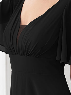 Chiffon Flutter Sleeve V-Neck Mother of the Bride Dress