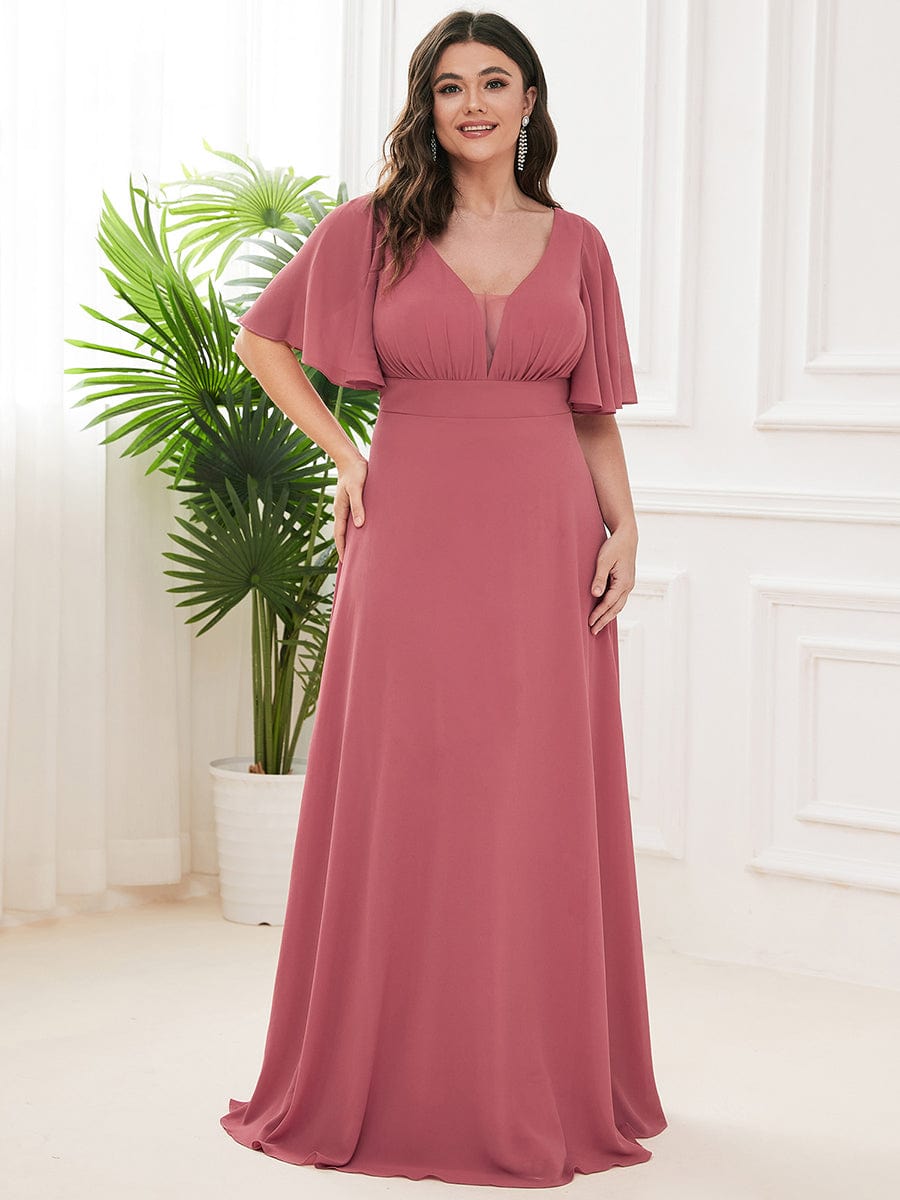 Plus Size Chiffon Empire Waist Mother Of The Bride Dress #color_Cameo Brown