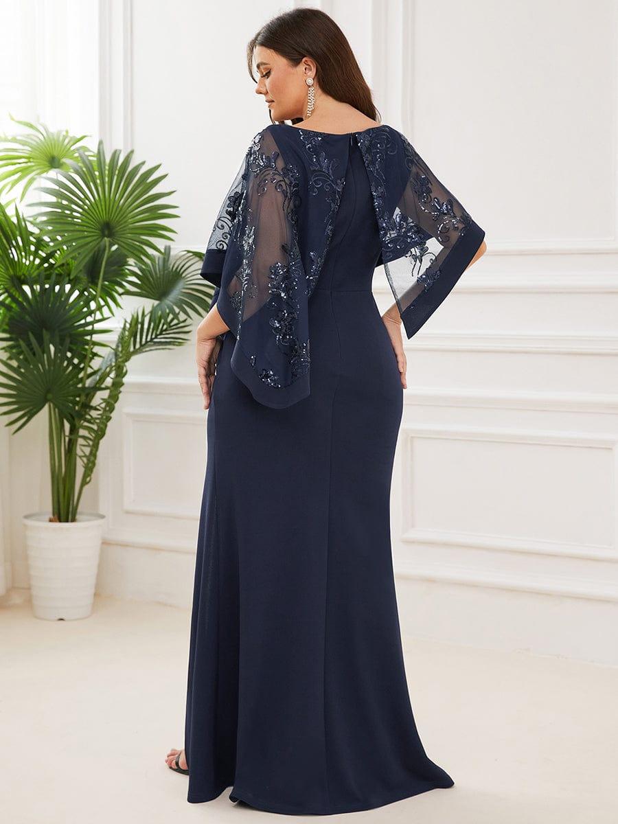 Plus Size Lace Sequin Shirt Floor-Length Mother Dress