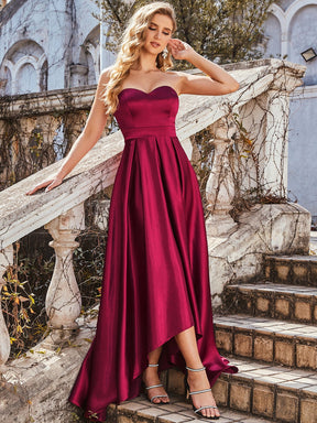 Custom Size Sweetheart Strapless Prom Dress with Asymmetrical Hem