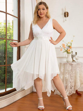 Plus Size Stunning V Neck Prom Lace Dress for Women