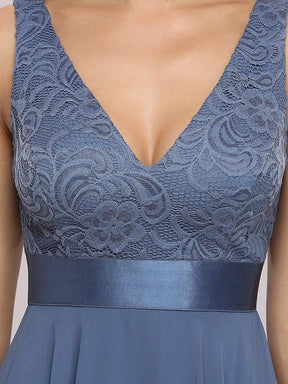 Stunning V Neck Lace Dress with Asymmetrical Hems