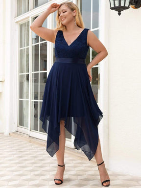 Plus Size Stunning V Neck Prom Lace Dress for Women