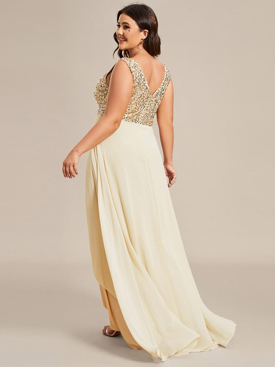 Sexy High-Low Maxi Chiffon Evening Dresses with Sequin