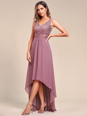 Sexy High-Low Maxi Chiffon Evening Dresses with Sequin