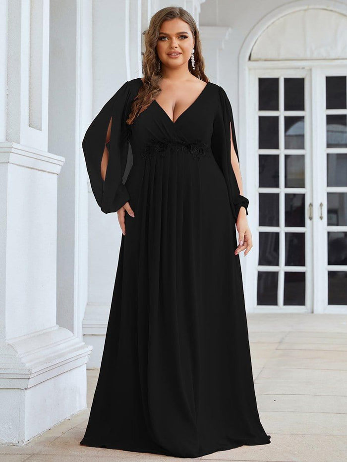Lace And Chiffon Long Formal Dresses Orange Plus Size
