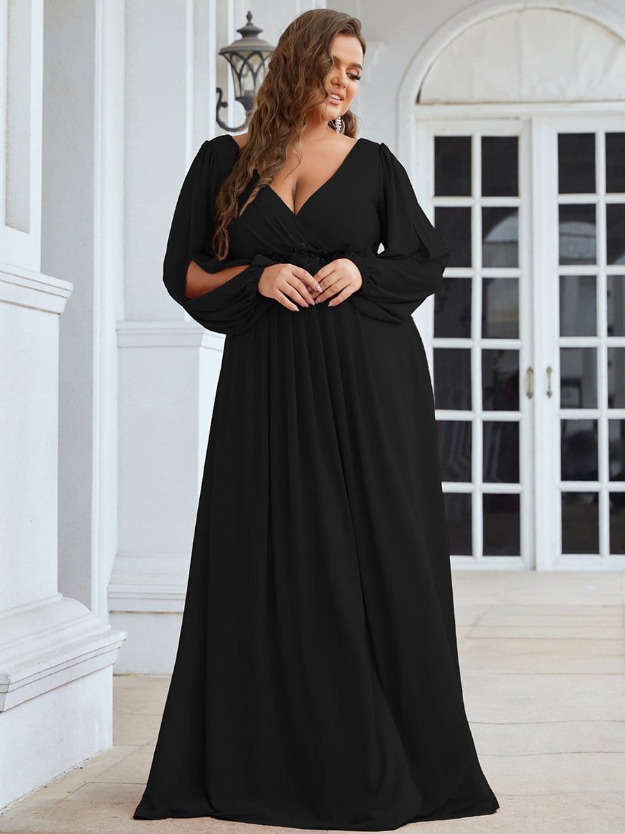 Seaboard pebermynte Pioner Plus Size Chiffon Long Sleeve Maxi Formal Dresses - Ever-Pretty US
