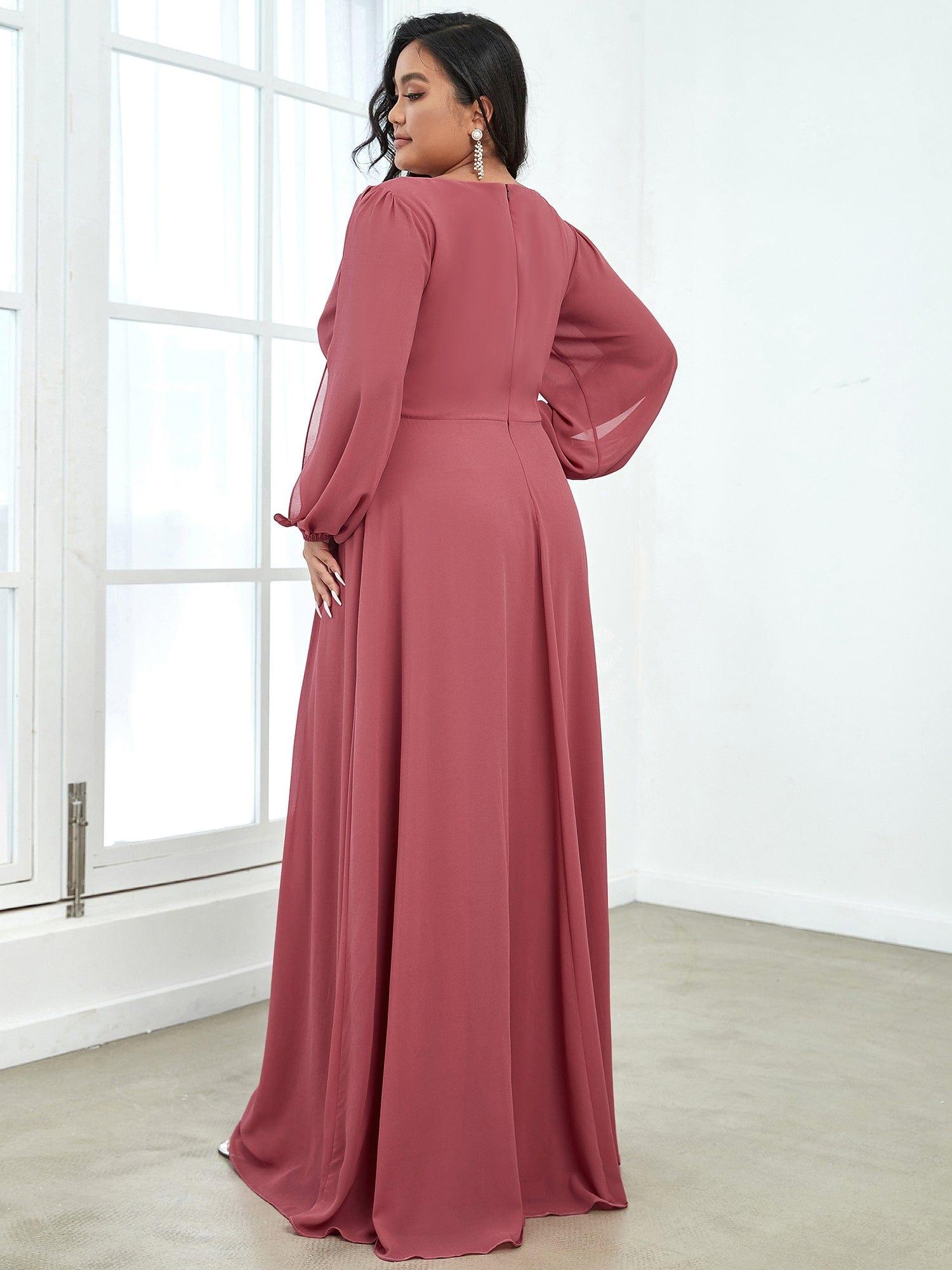 Custom Size Chiffon V-Neckline Long Sleeve Formal Evening Dress