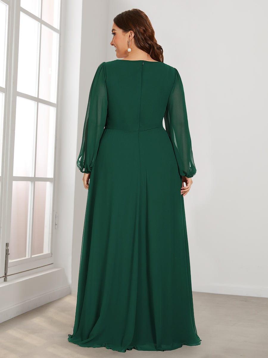 Custom Size Chiffon V-Neckline Long Sleeve Formal Evening Dress