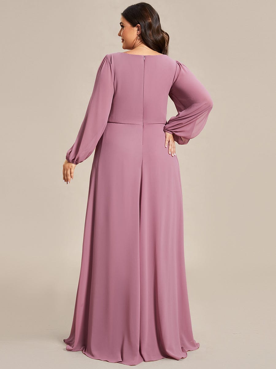 Custom Size Chiffon V-Neckline Long Sleeve Formal Evening Dress