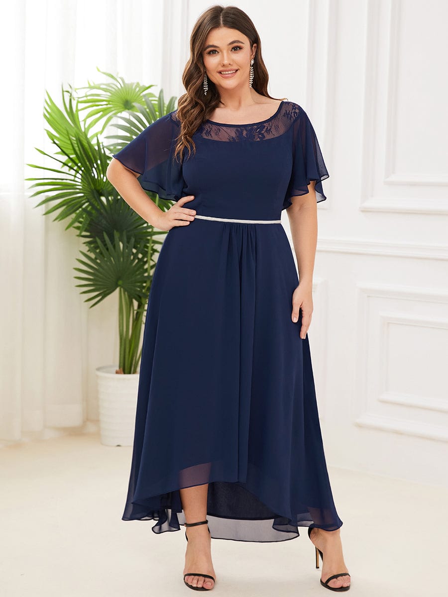 Vulkan Afvigelse klon Plus Size Boat Neck Evening Dress with Sleeves - Ever-Pretty US