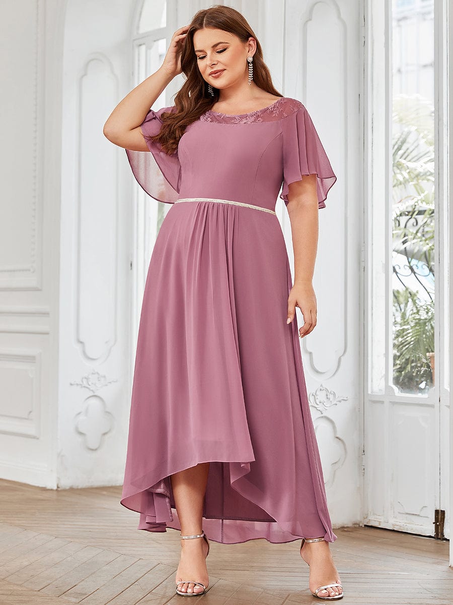 Women'S Casual Boat Neck A-Line Midi Dress With Irregular Hem #color_Purple Orchid
