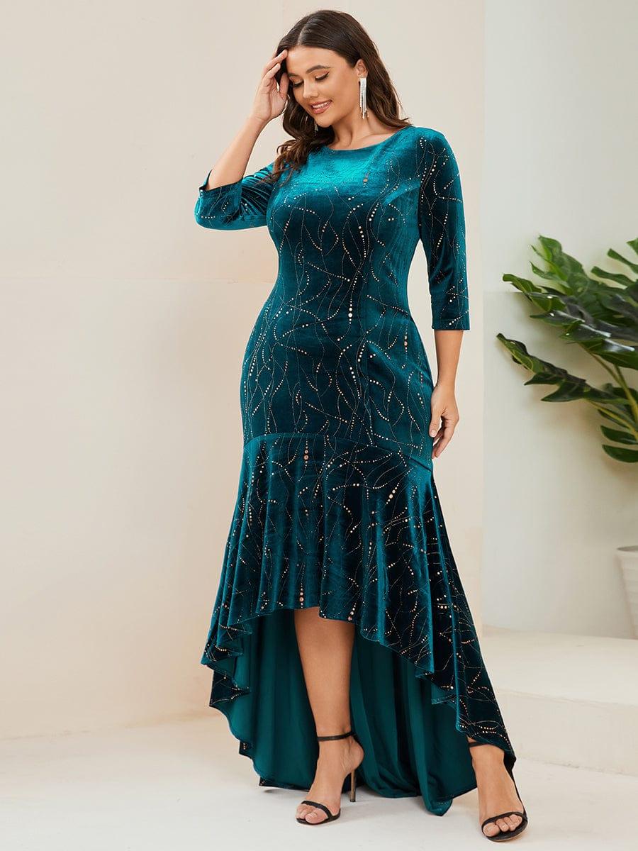 Plus Size Formal Cocktail Dresses for Wedding Guest Velvet High