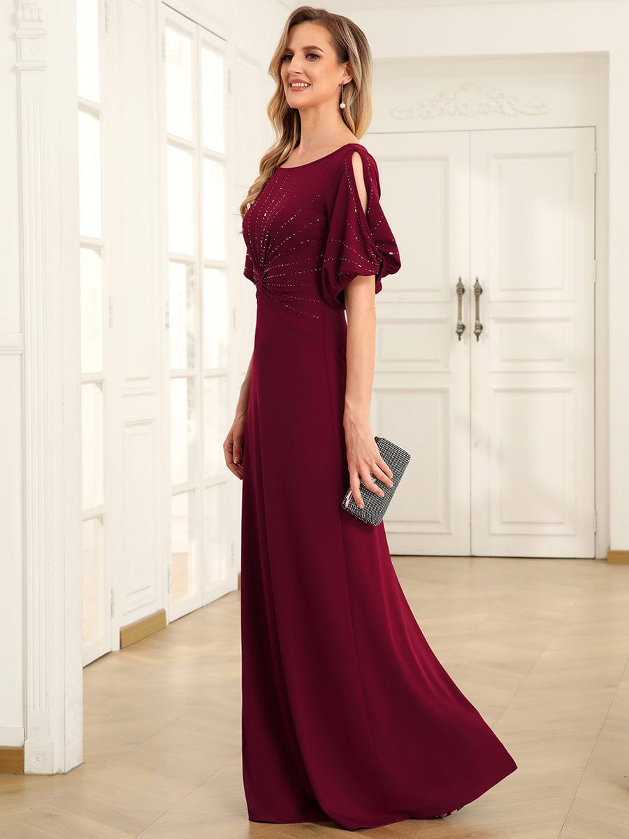 Trendy Round Neck Bodycon Wedding Guest Dress with Sleeves