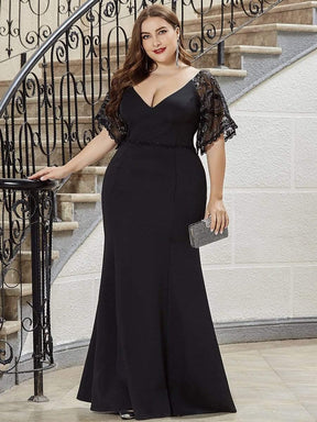 Elegant Plus Size V Neck Fishtail Evening Dress for Women