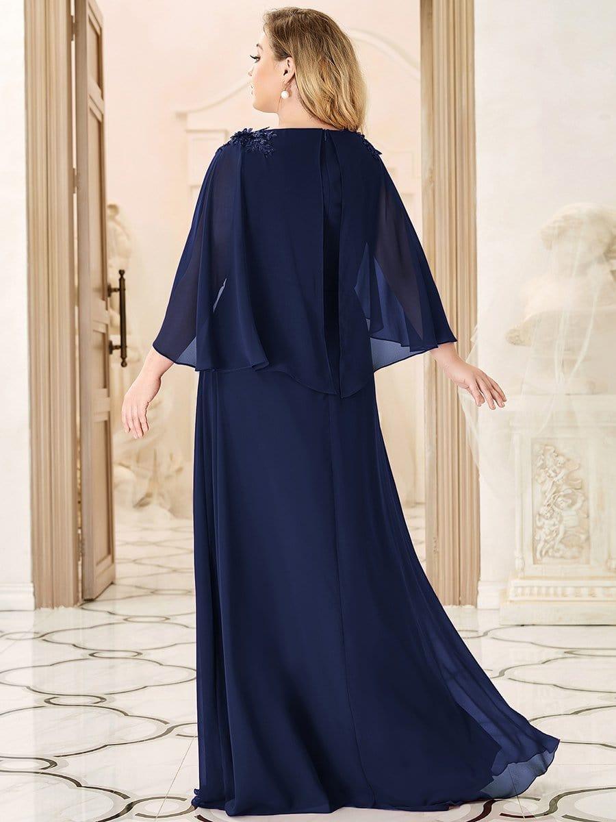 Elegant V Neck Flowy Chiffon Bridesmaid Dresses with Wraps #color_Navy Blue 