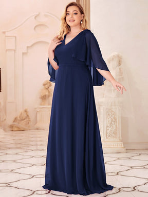 Custom Size Elegant V Neck Chiffon Evening Dresses with Flowy Sleeves