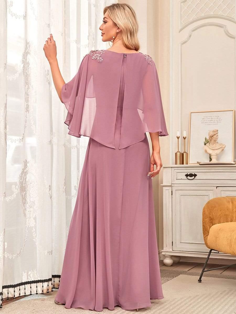 Elegant V Neck Flowy Chiffon Bridesmaid Dresses with Wraps #color_Purple Orchid 