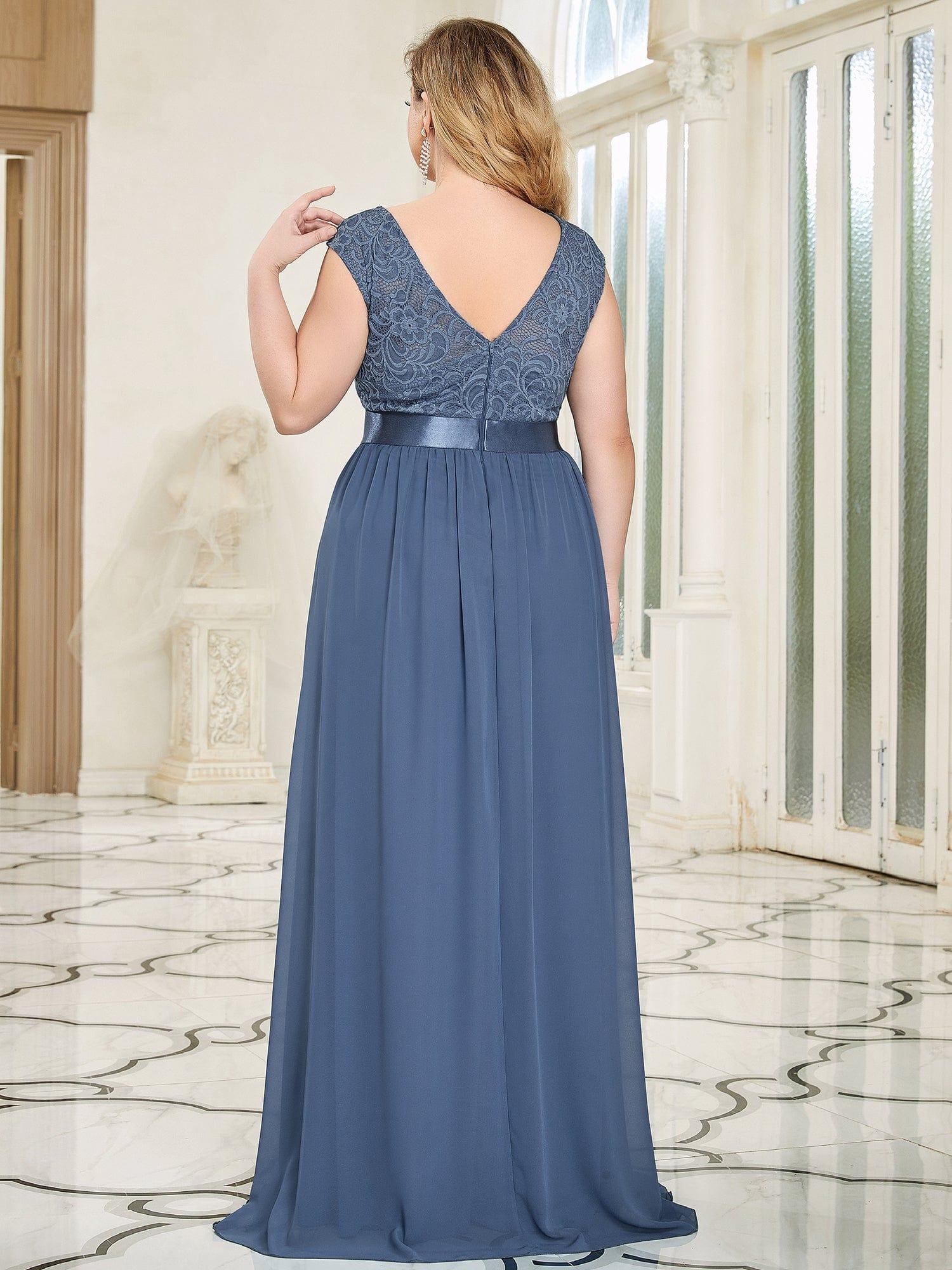 Custom Size Classic Round Neck V Back Lace Bridesmaid Dress