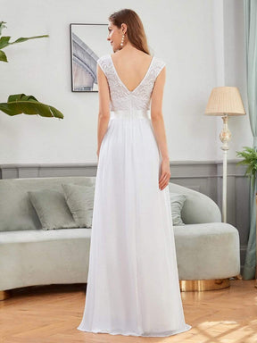 Classic Round Neck V Back Lace Bodice Bridesmaid Dress
