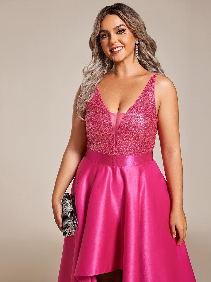 Asymmetrical Plus Size Formal Dresses for Prom #color_Hot Pink