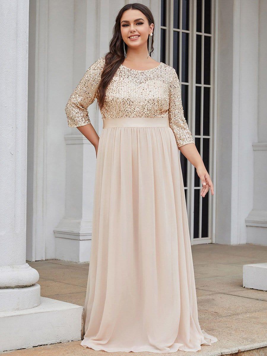 Women's Long Tulle & Sequin Evening Dresses for Mother of the Bride #color_Blush 