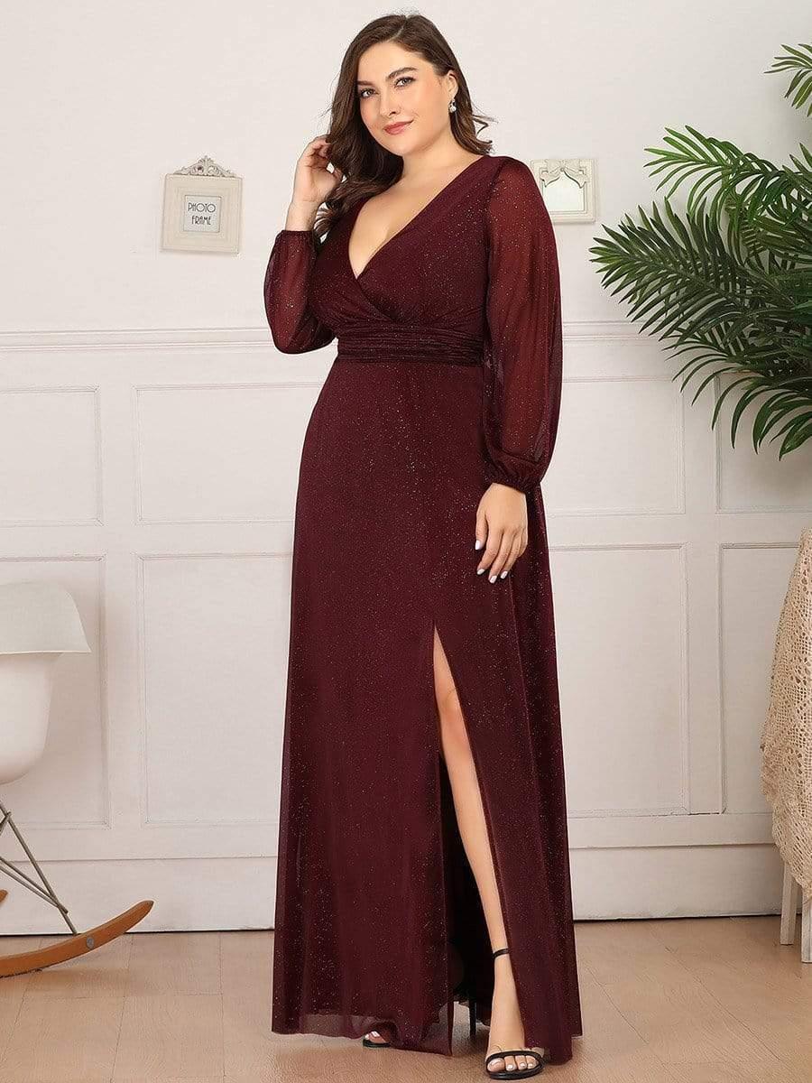 Plus Shiny Long Evening Dress for Women - Ever-Pretty US