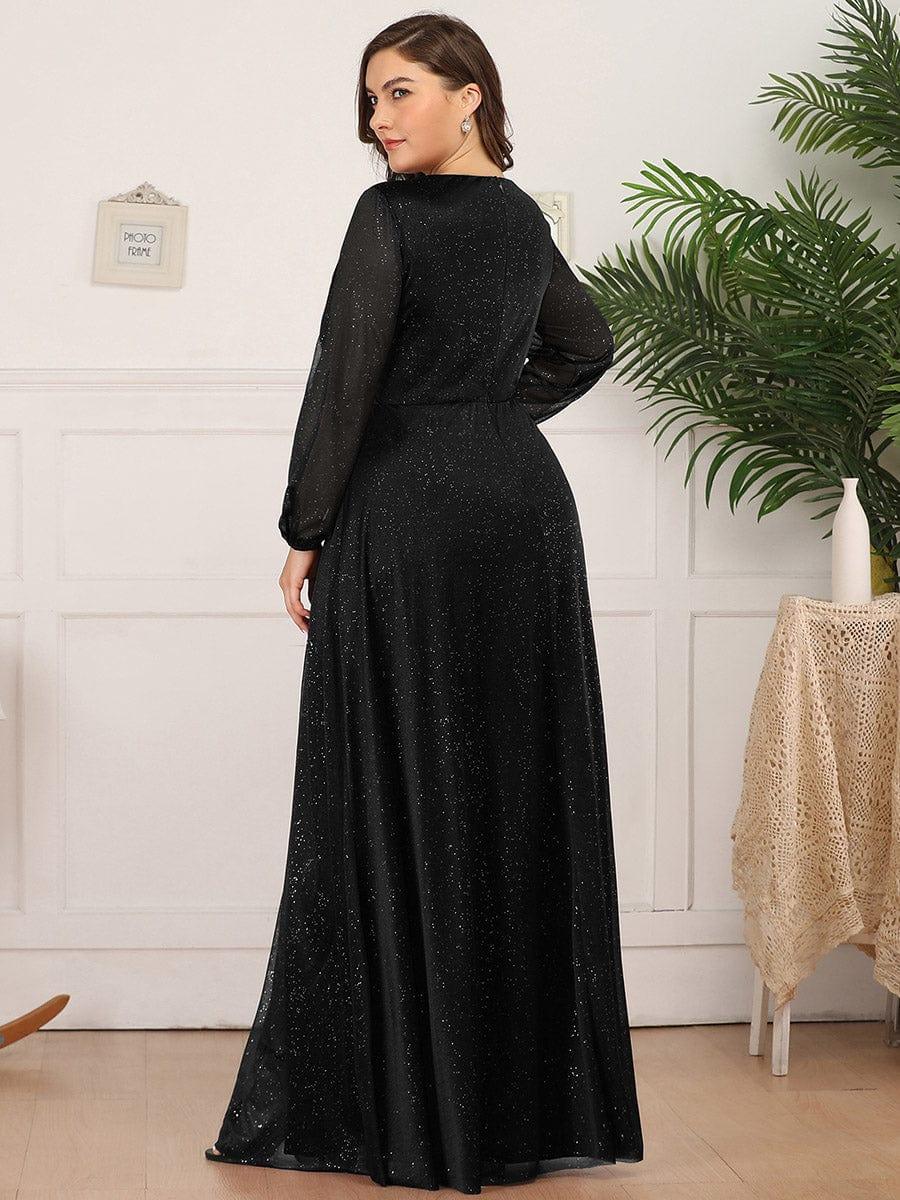 Sexy deep v long sleeve slim deals shiny evening dresses